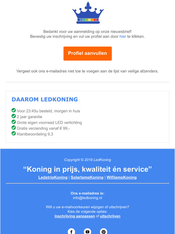 Welkom bij de LedKoning nieuwsbrief