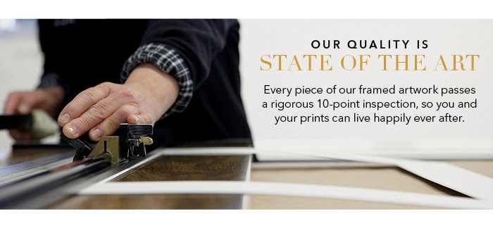 Every piece of our framed artwork passes a rigorous 10-point inspection, so you and your prints can live happily ever after >
