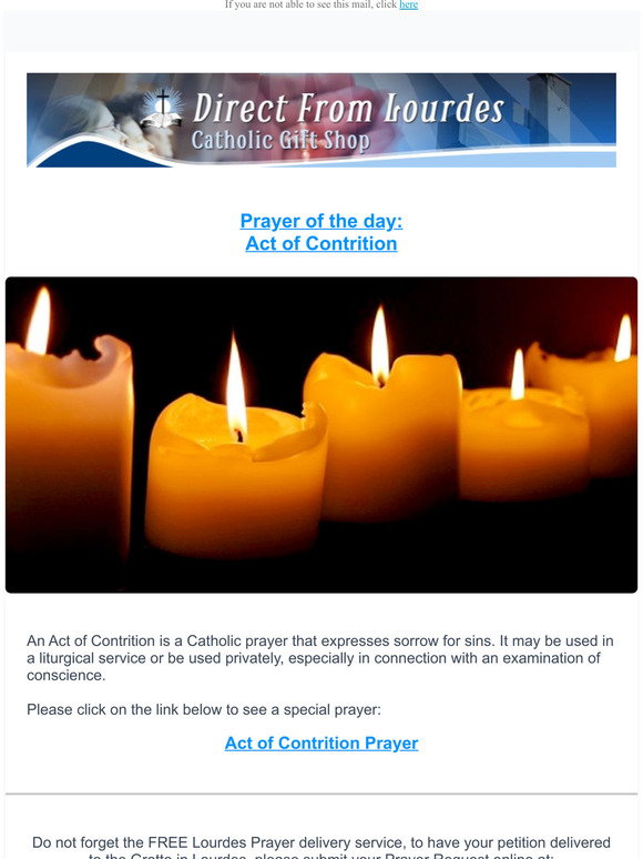direct from lourdes Prayer of the day Act of Contrition Milled