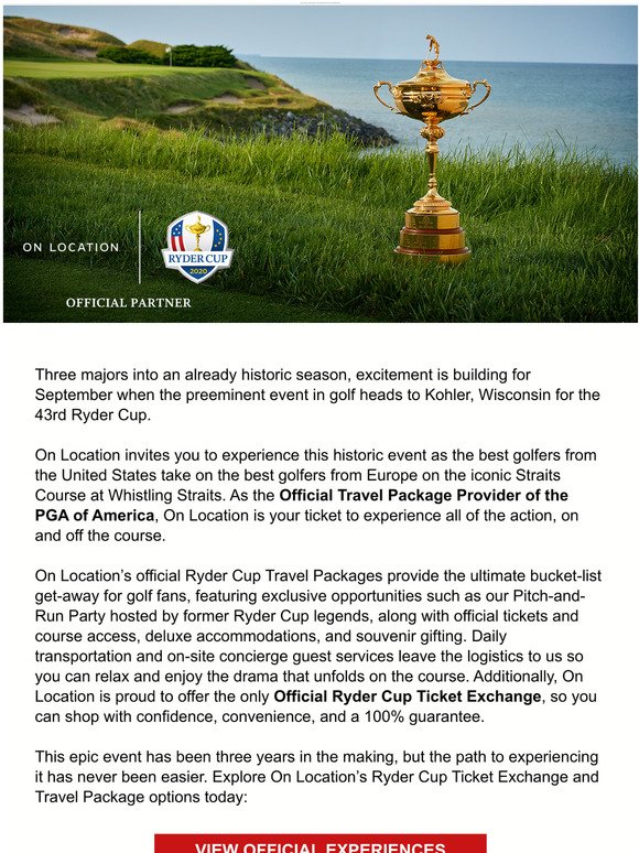 [Shop Now] Official Experiences & Packages to the 43rd Ryder Cup