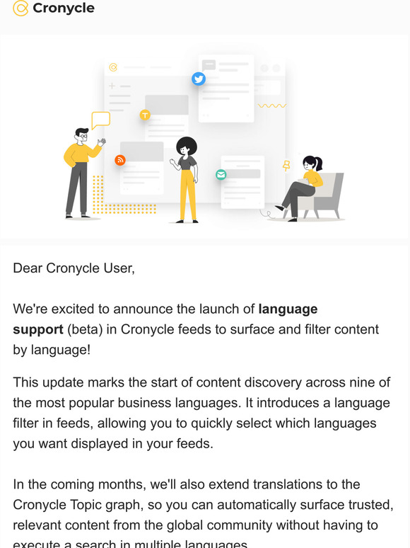 Now filter your Cronycle feeds by language