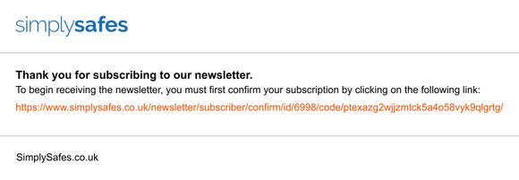 Newsletter subscription confirmation