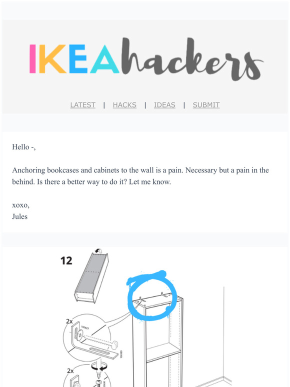 IKEA Hackers Anchoring bookcases to the wall without drilling? We need your input Milled