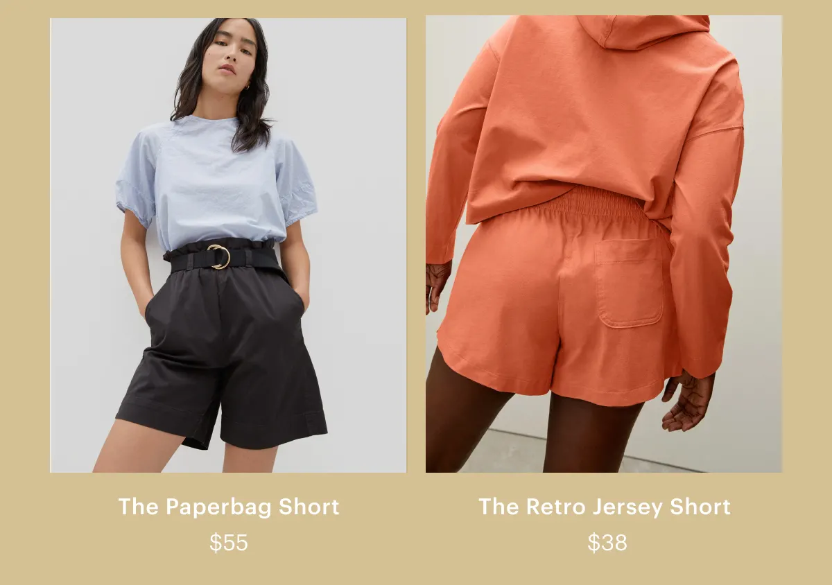 The Paperbag Short, $55. The Retro Jersey Short, $38.
