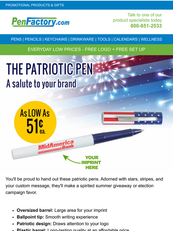 Patriotic gifts for your business: As Low As 51 each!