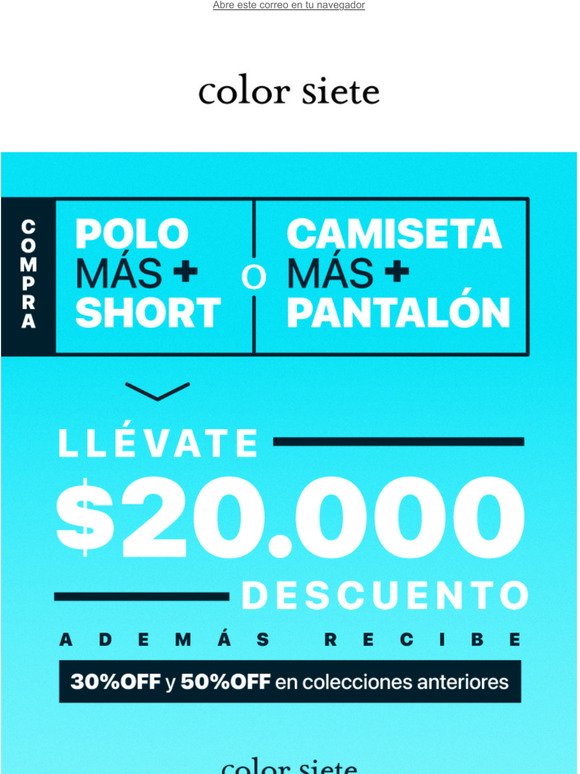 $20.000 OFF Polo + Short o Camiseta + Pantaln