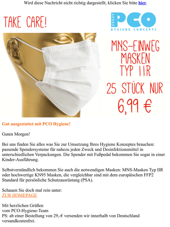 Gut versorgt mit PCO Hygiene