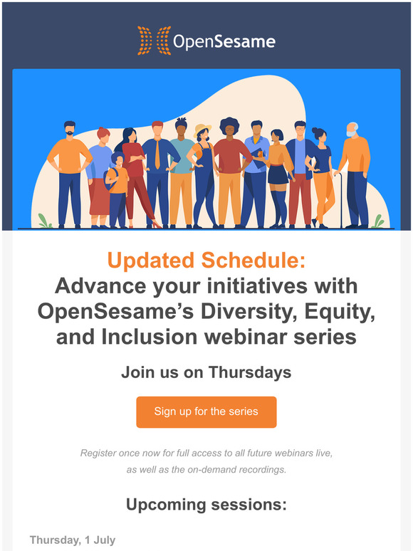 [Updated Schedule] Advance your initiatives with OpenSesames Diversity, Equity, and Inclusion webinar series