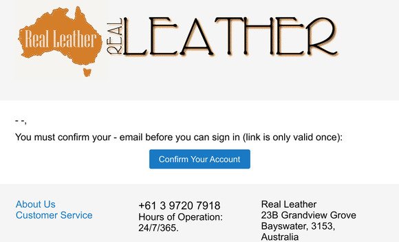 Please confirm your Real Leather account