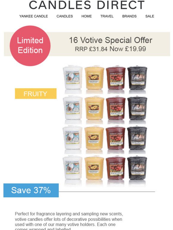 Only A Few Left  ! 16 Votive Collections, Fruity Or Floral  ?