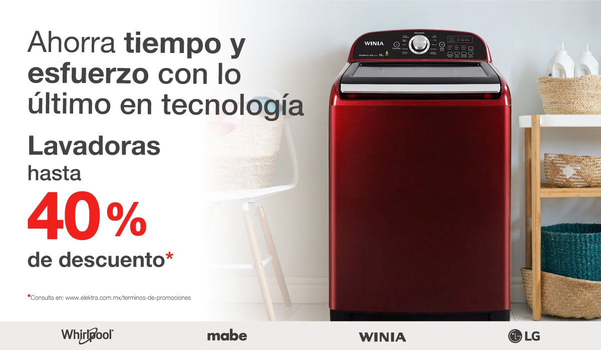 zona enaguas Egoísmo ELEKTRA MX: Hasta 40% de descuento* en lavadoras | Milled