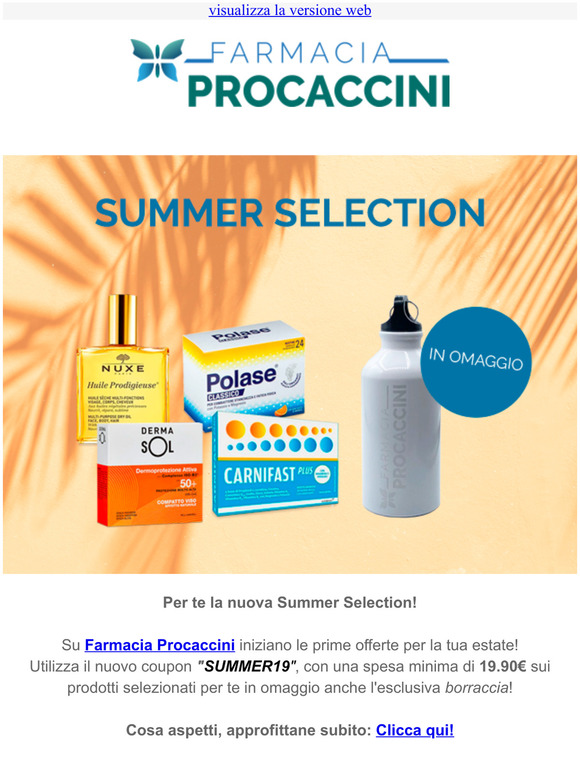 Scopri la nostra Summer Selection e ricevi la Borraccia!