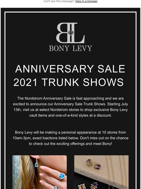 Bony Levy: Bony Levy Anniversary Sale Trunk Shows