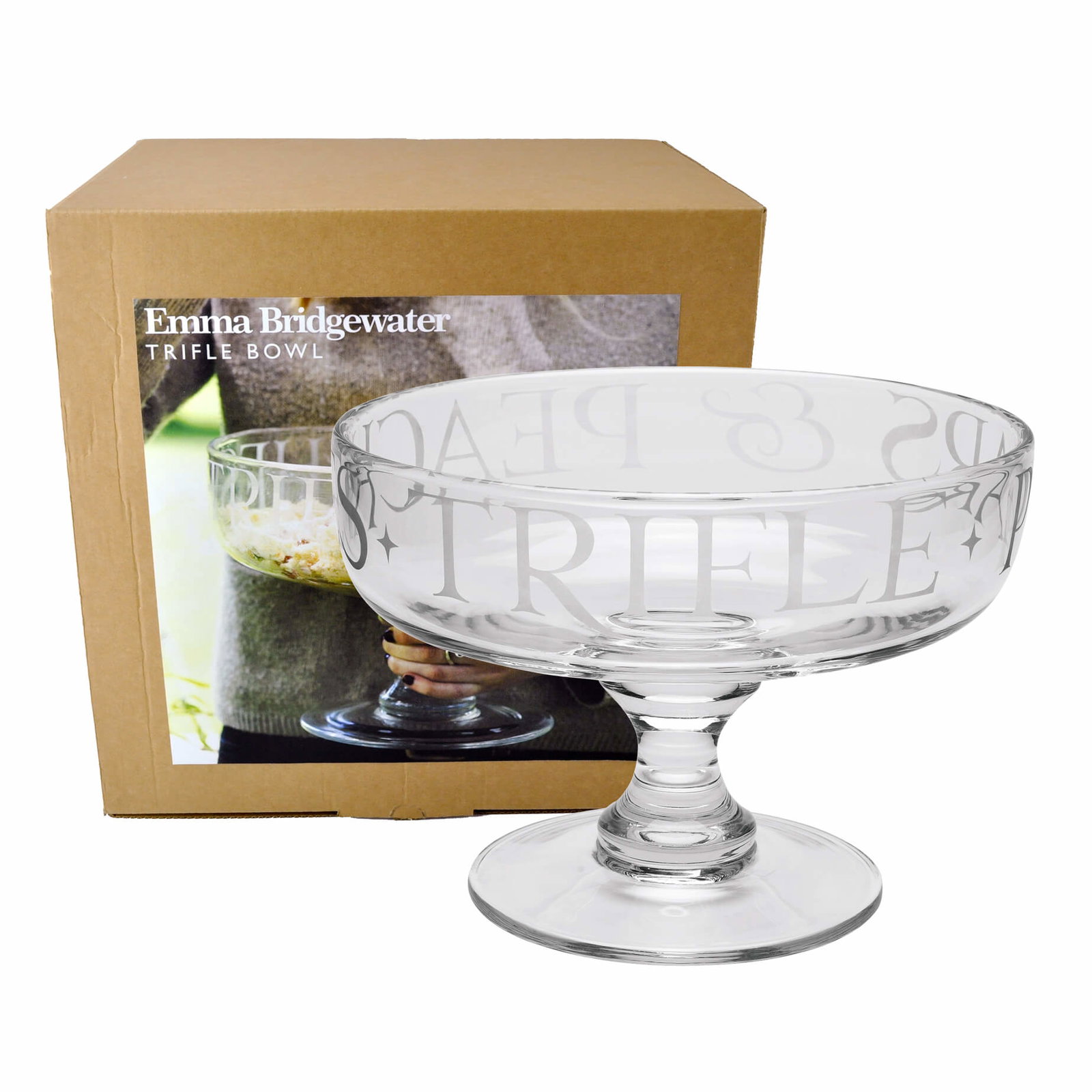 Black Toast Medium Glass Trifle Bowl Boxed