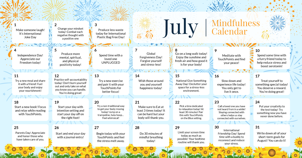 July Mindfulness Calendar
