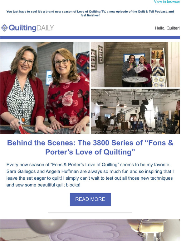 Fons And Porter Love of Quilting Series 3800 is Coming and Fast