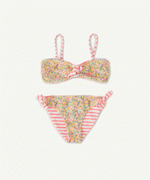 Maillot De Bain 2 Pièces Bébé Fille 2025 - Haut Et Shorty à Volants Dentelle, Imprimé Pois - Pour Plage Et Piscine