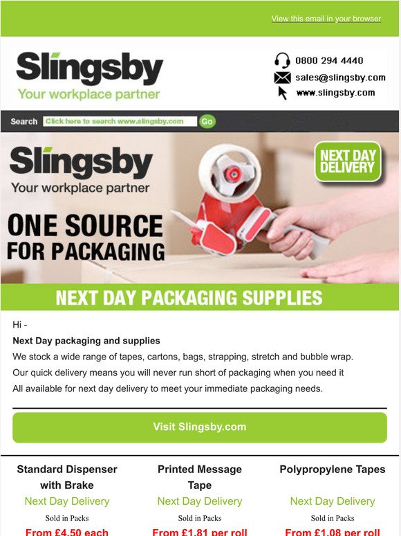 Pack up your products with Slingsby