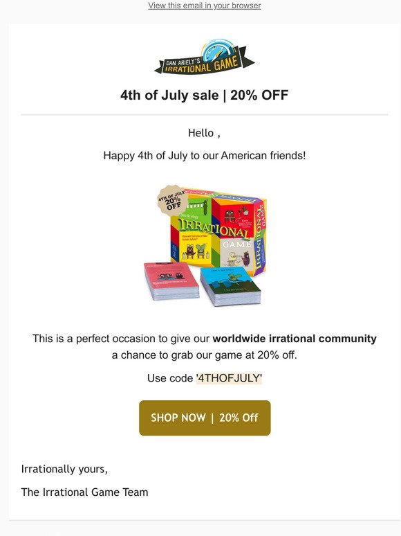 4th of July weekend sale | 20% OFF