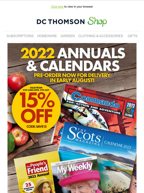 DC Thomson Shop Order Early and Get 15 Off 2022 Annuals & Calendars