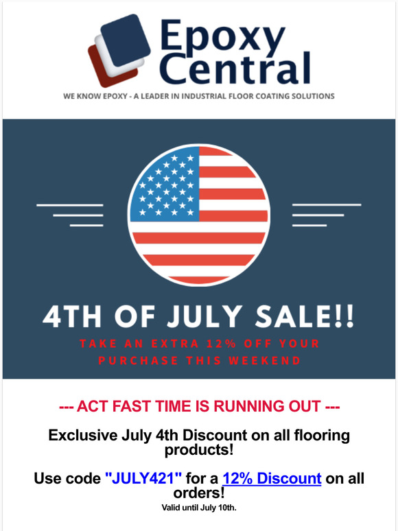 ENDING SOON! July 4th Discount 12% Off sitewide!