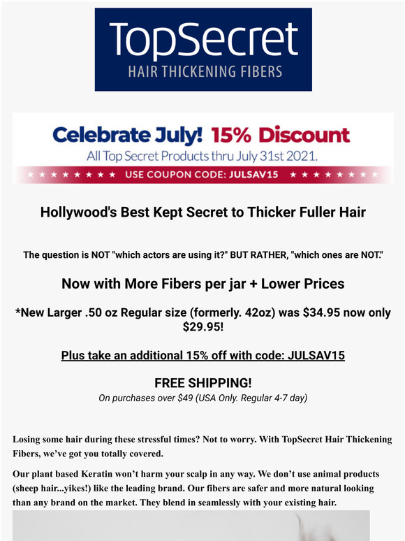 July 4th Savings on Instant, Stronger Hair lines