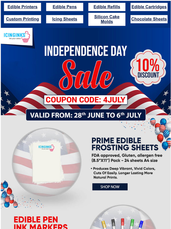 Icinginks Happy 4th Of July Coupon Inside Milled