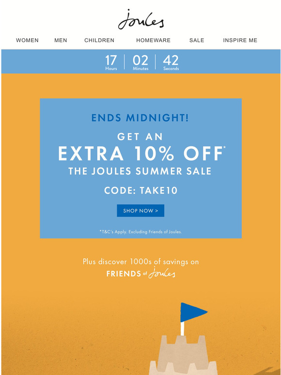 joules Extra 10 off sale. Limited time only! Milled