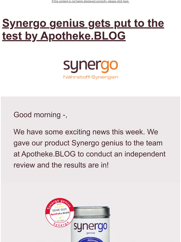 Check out Synergo genius test result!