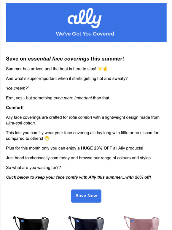 *Drumroll*...Get 20% off your next face covering!