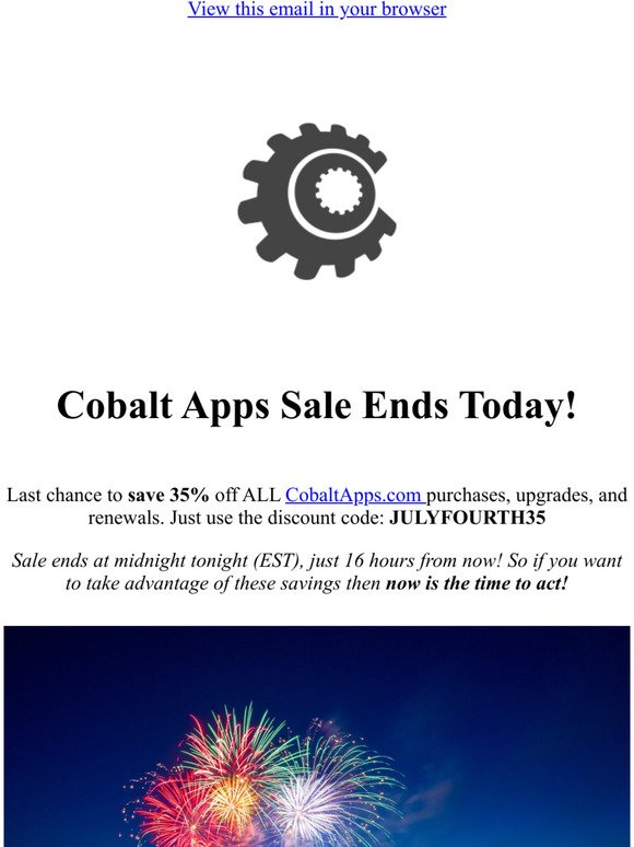 Cobalt Apps Sale Ends Today!
