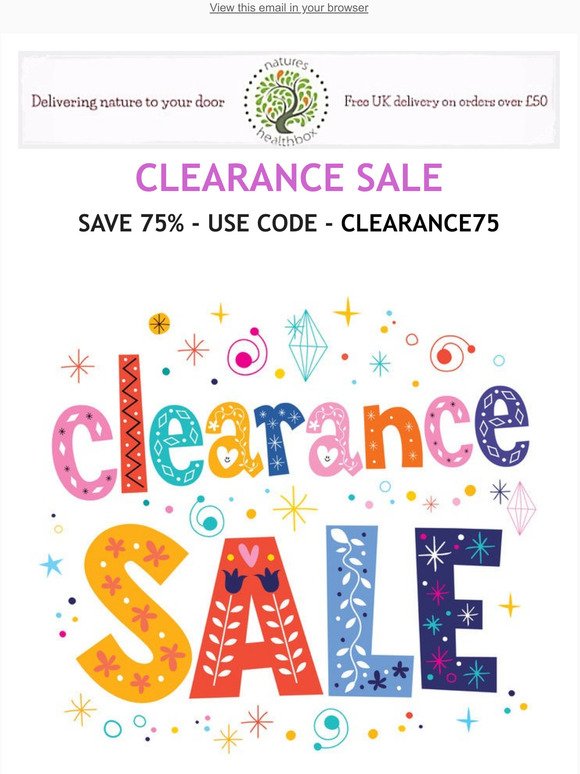 75% OFF CLEARANCE SALE...GRAB A BARGAIN