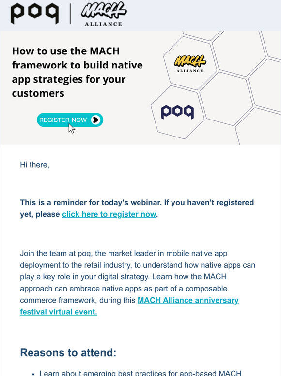 Reminder: Last few hours remaining to register for MACH Alliance anniversary webinar