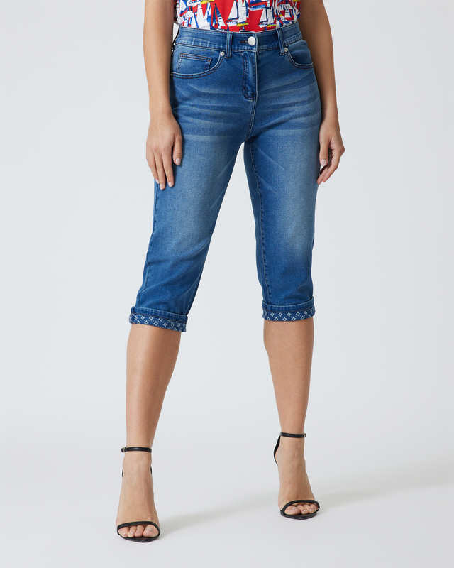 Capri Denim mit Umschlag