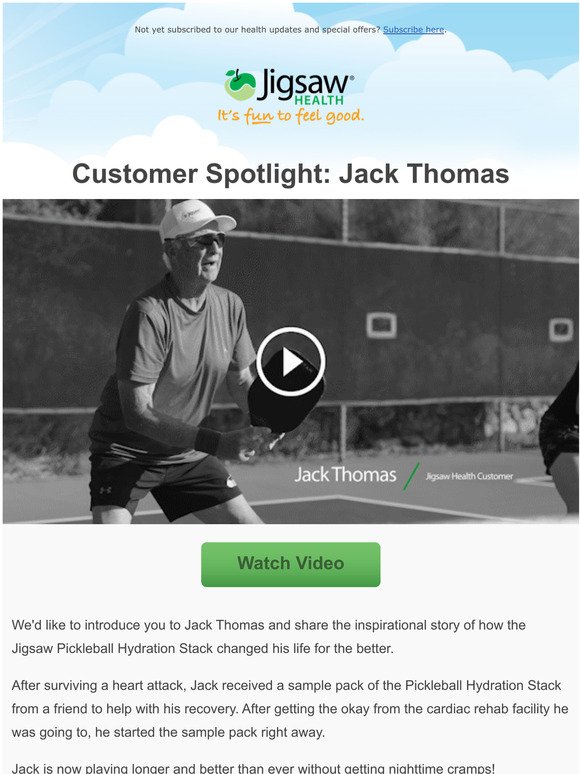 How the Jigsaw Pickleball Hydration Stack changed his life for the better...