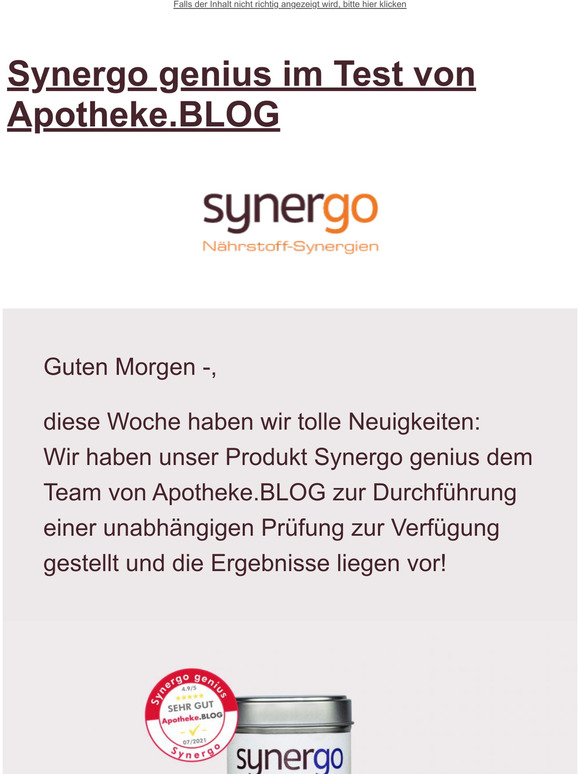 Testergebnis Synergo genius ist da!