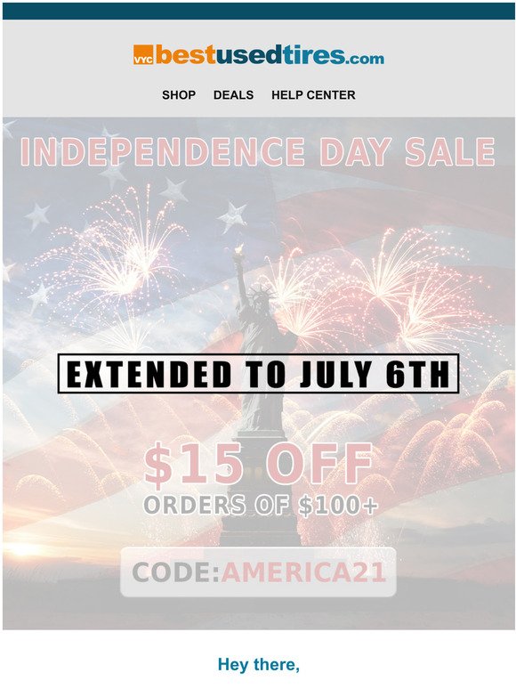  Sale Extended! Save $15 thru Tonight on our July 4 Sale.
