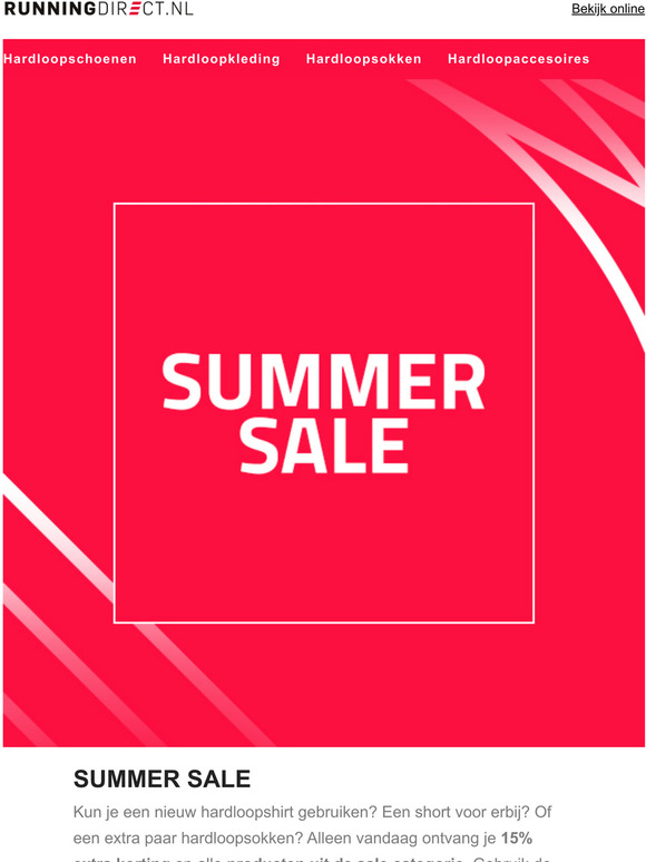 Summer Sale - 15% EXTRA korting op de complete hardloopsale!