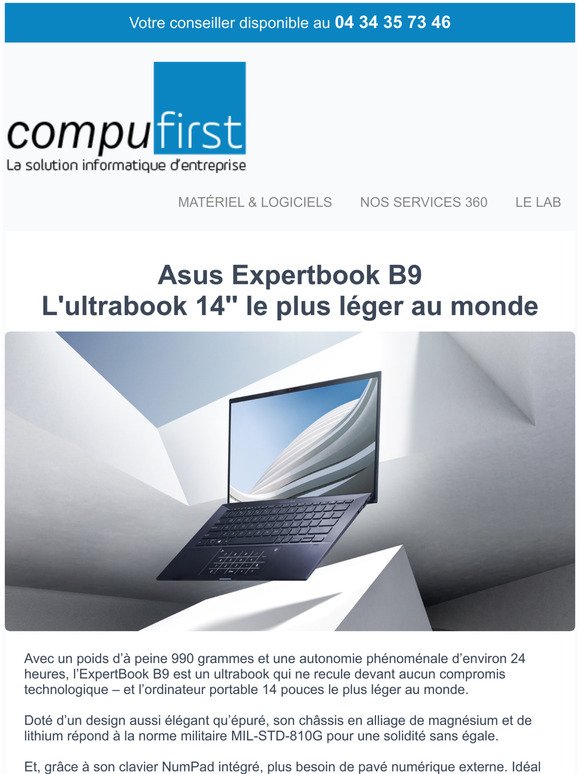 Asus Expertbook B9 : L'ultrabook 14'' le plus lger au monde
