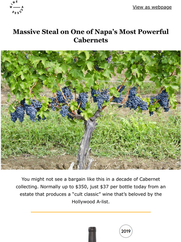 Wine Access 37 NDA Napa Cab from "Cult Classic" Winery Milled