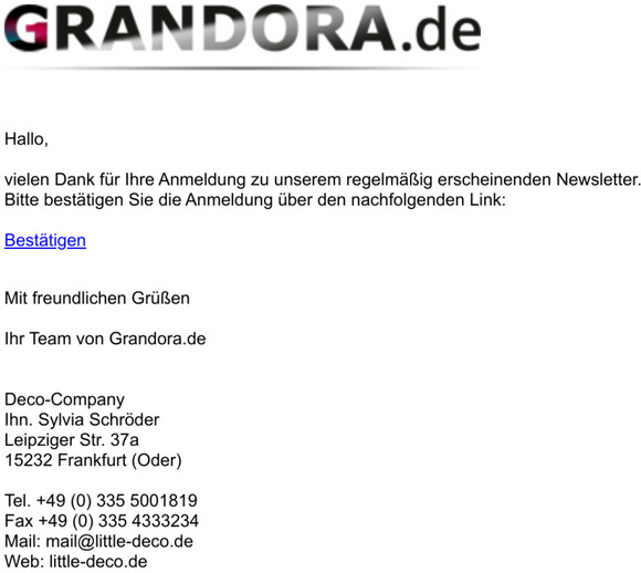 Bitte besttigen Sie Ihre Newsletter-Anmeldung