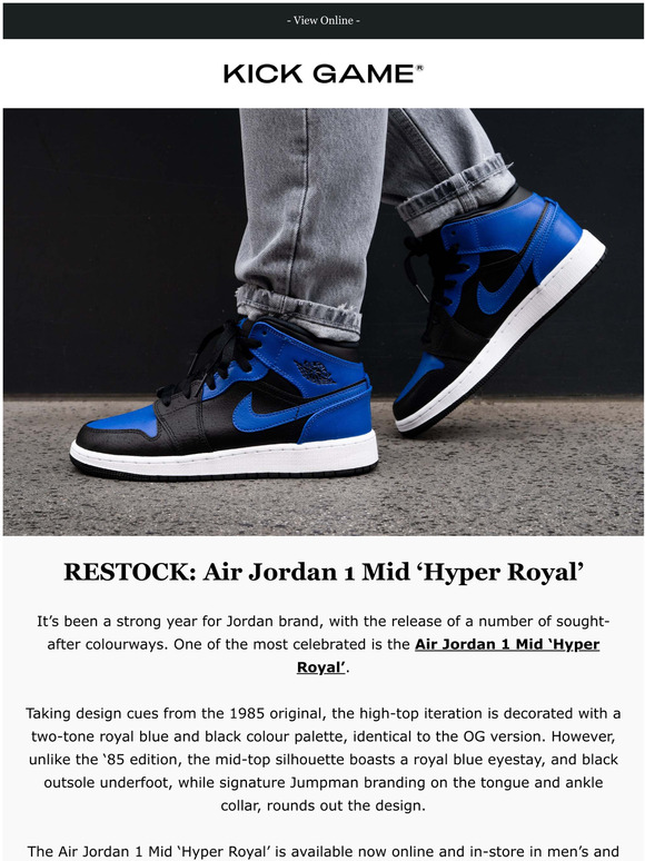 jordan 1 mid hyper royal restock