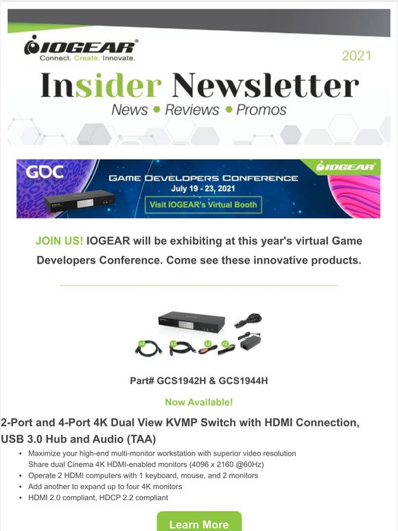 IOGEAR's Insider Newsletter July 2021
