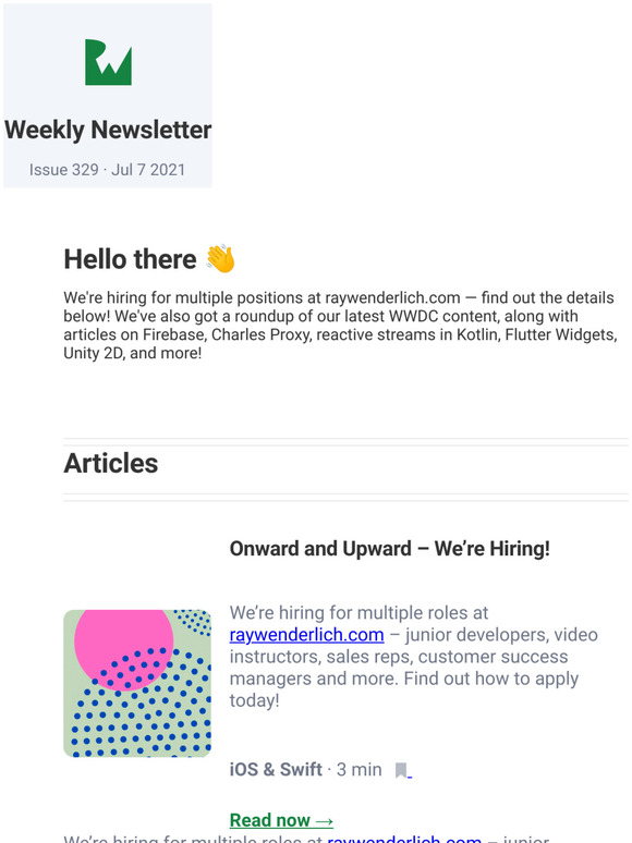 raywenderlich.com Weekly - Issue 329