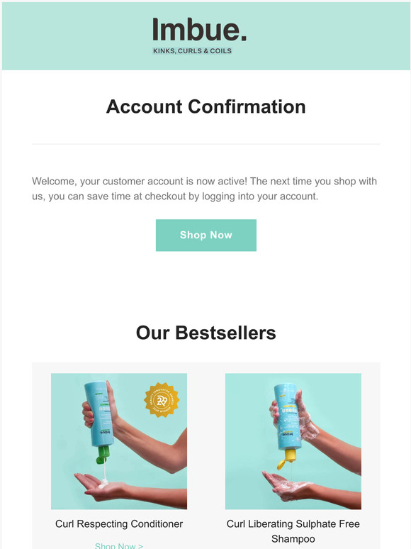 Imbue Curls - Customer account confirmation