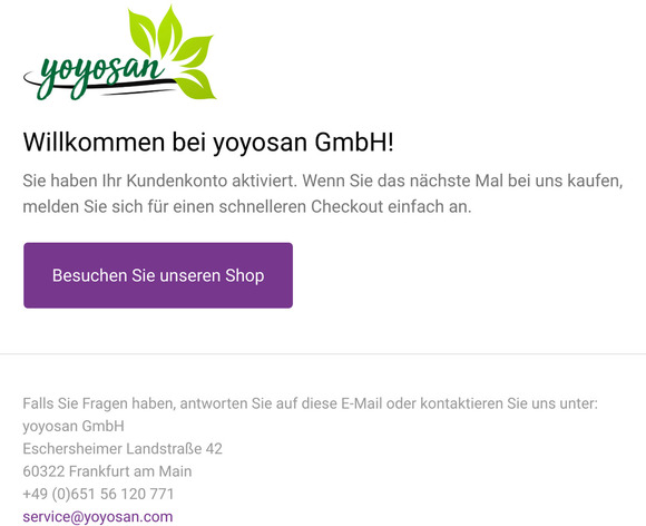 Besttigung des Kundenkontos