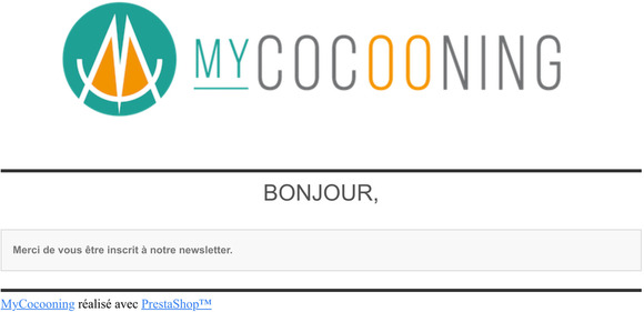 [MyCocooning] Confirmation newsletter