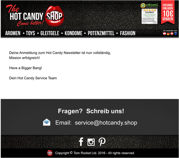 Vielen Dank fr Deine Newsletter-Anmeldung