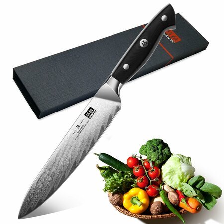 SHAN ZU Chef's Knife Nakiri Kitchen Knife Professional Knife Chef's Knife  16.5 cm All-Purpose Knife Damascus Stainless Steel Extra Sharp Knife Blade