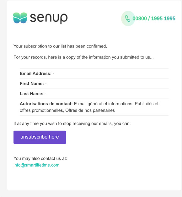 Development audience: Subscription Confirmed